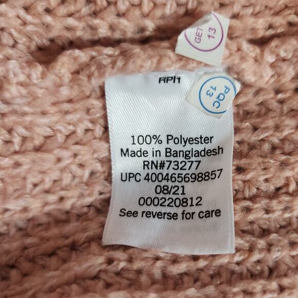 So Pink Blue Striped Ribbed  Pullover Turtle Neck Knit Sweater Small NWT - Picture 6 of 6